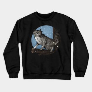 Grey Norwegian Forest Cat Climbing a Tree Crewneck Sweatshirt